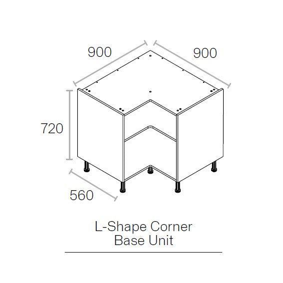 900x900mm L Highline Base Unit Oak
