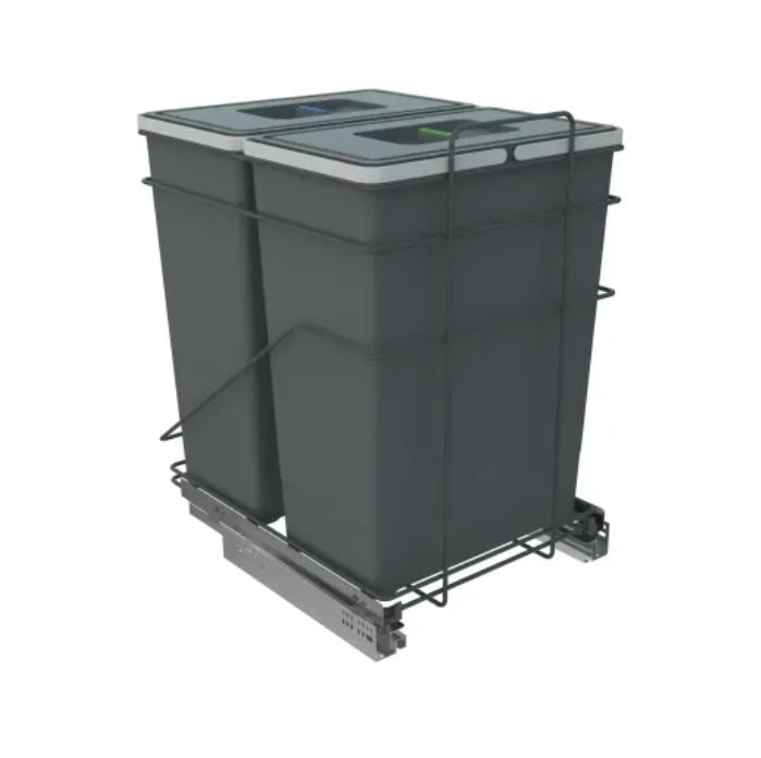 500mm Eco Pull Out 84L Waste Bin Anthracite