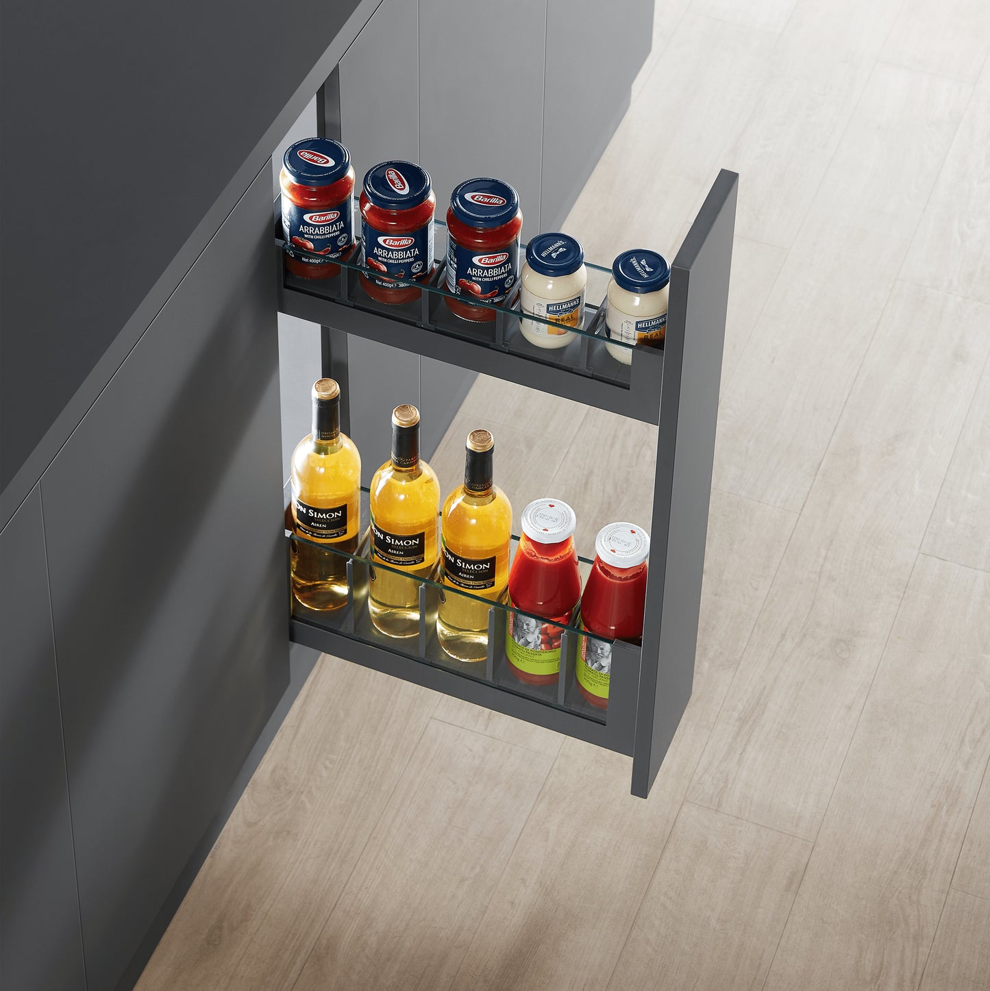 DTC 150mm Glass Pull Out Storage Anthracite / Glass