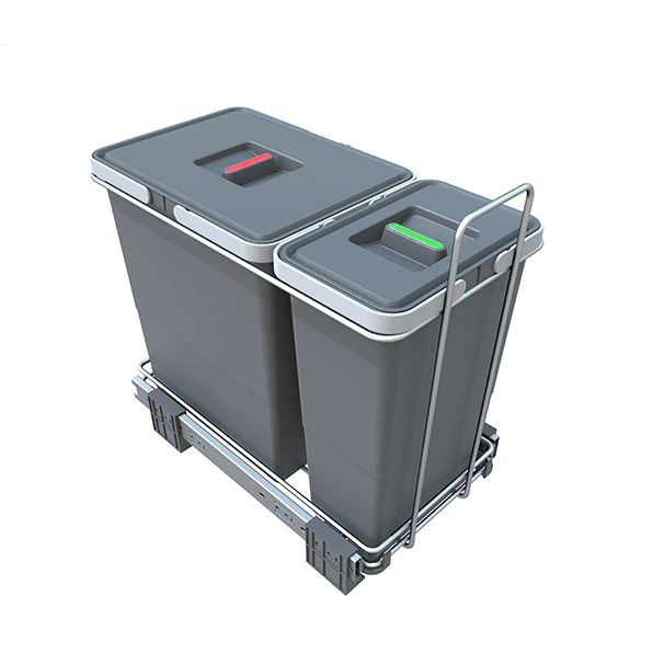 300mm Eco Pull Out 36L Waste Bin Anthracite / Chrome