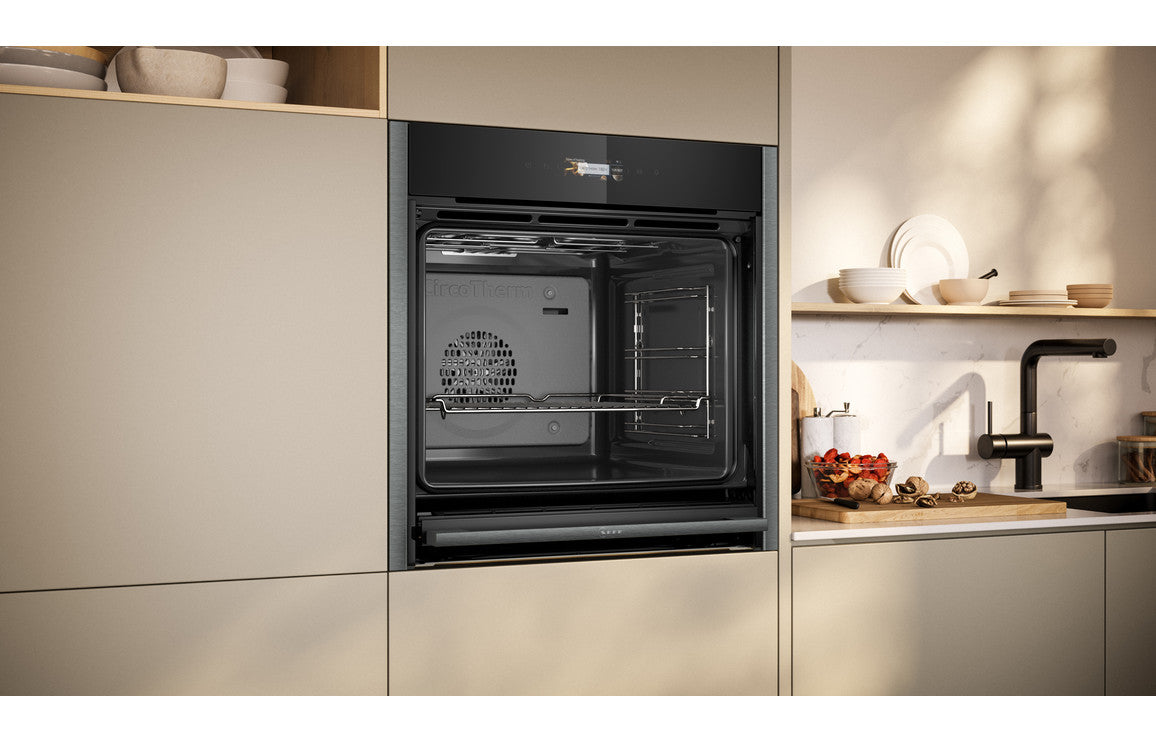Neff N70 B54CR31G0B Single Slide & Hide® Electric Oven - Black w/Graphite Grey Trim
