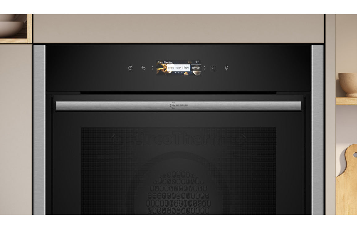 Neff N70 B54CR71N0B Single Slide & Hide® Pyrolytic Oven - Black w/Steel Trim