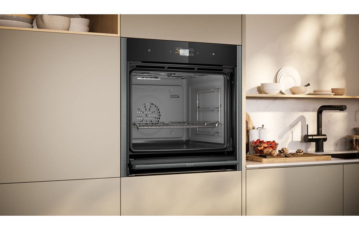 Neff N90 B64CS51G0B Single Slide & Hide® Electric Oven - Black w/Graphite Trim