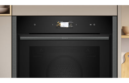 Neff N90 B64VS71G0B Single Slide & Hide® Pyrolytic Oven w/Steam - Black w/Graphite Trim