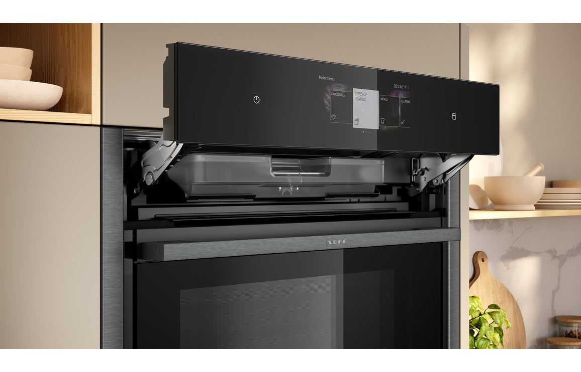 Neff N90 B64VT73G0B Single Slide & Hide® Pyrolytic Oven w/Steam - Black w/Graphite Trim