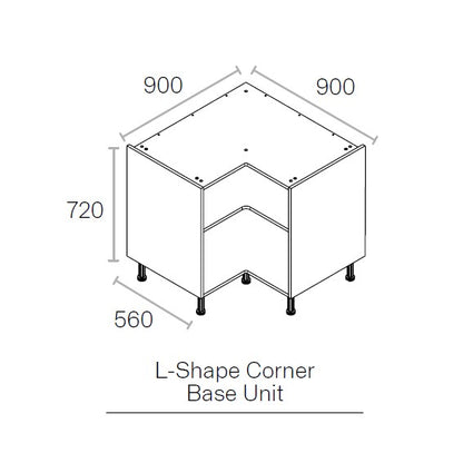 900x900mm L Highline Base Unit Grey