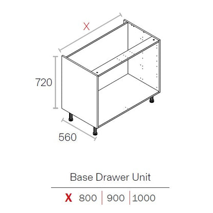 1000mm Drawerline Base Unit Grey