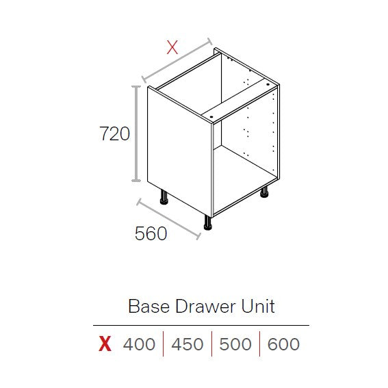 450mm Drawerline Base Unit Grey