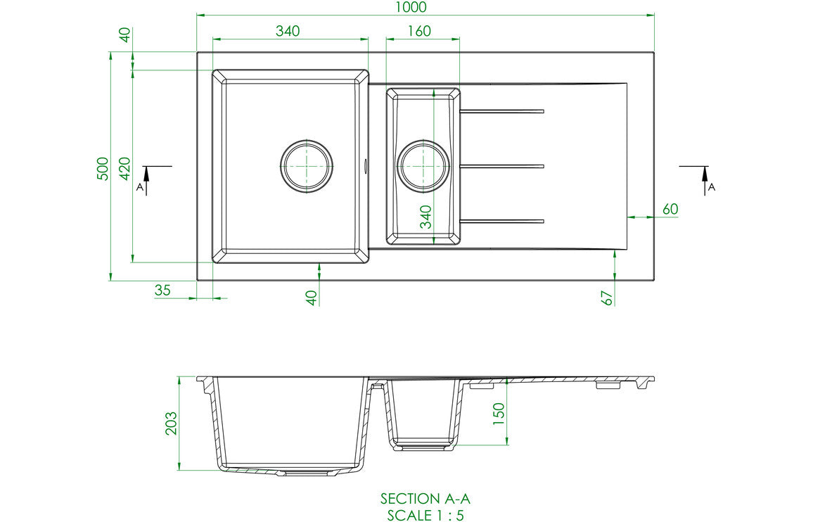 Prima Granite 1.5B Inset Sink & Staten Tap Pack - Black
