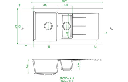 Prima Granite 1.5B Inset Sink & Staten Tap Pack - Black