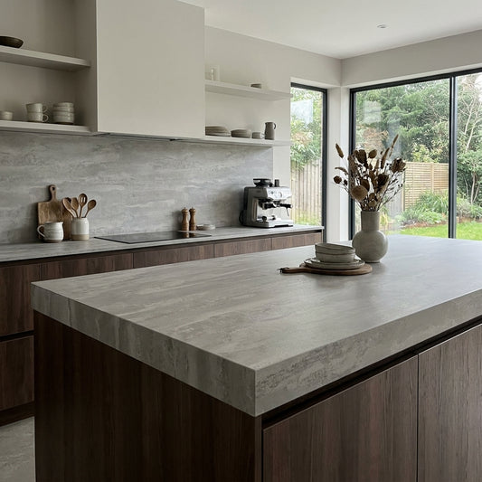 Concrete Flow Kitchen Worktop – Square Edged Laminate | Kronodesign K350 RT