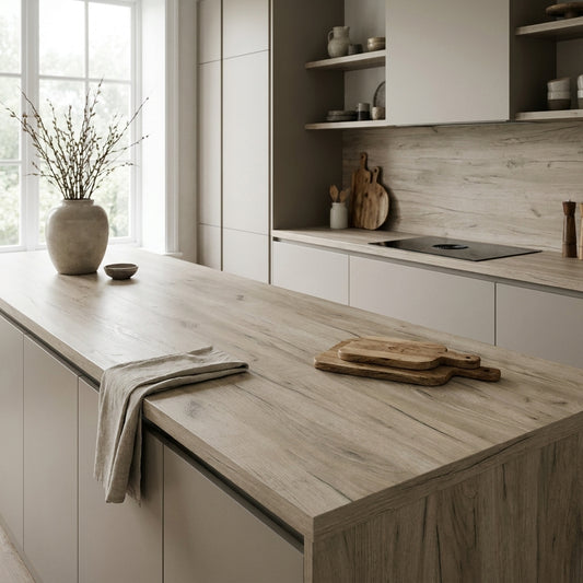 Grey Craft Oak Kitchen Worktop – Postformed Laminate | Kronodesign K002 FP