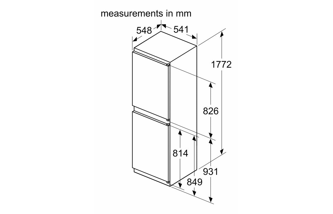 Neff N30 0G BKI7851SE/I No Frost 50/50 Fridge Freezer (Sliding Hinge)