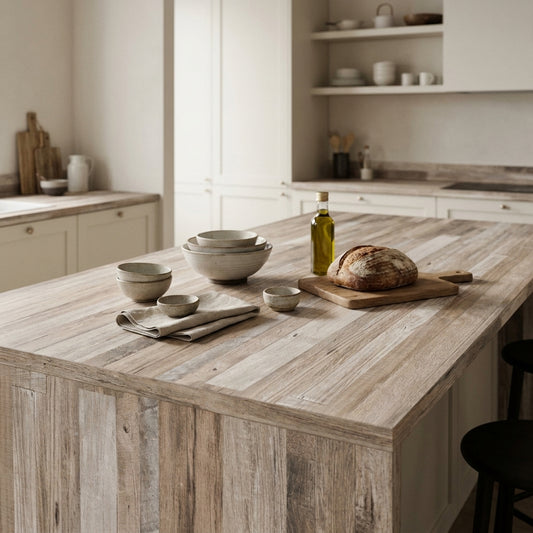 Linen Block Wood Kitchen Worktop – Postformed Laminate | Kronodesign K029 SU
