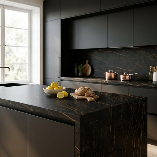 Nero Bronzo Black Marble Kitchen Worktop – Laminate | Kronodesign K698 PN