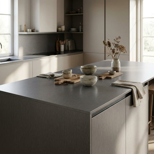 Platinum Disk Kitchen Worktop – Square Edged Laminate | Kronodesign K523 PE