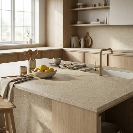 Stonehaven Sand Kitchen Worktop – Postformed Laminate | Kronodesign K705 PN