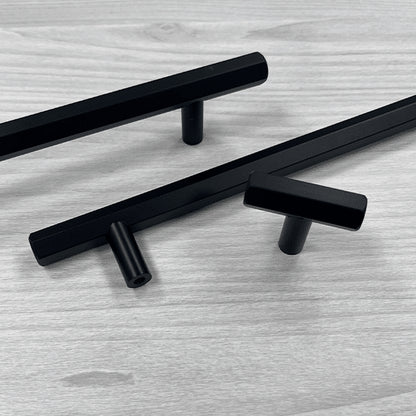Hexagon Bar Handle  160mm Handle Black